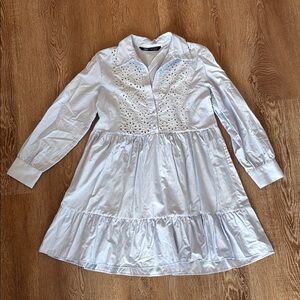 Zara Sky Blue Eyelet Dress